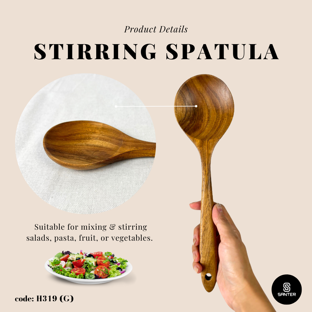 H319. Acacia Wood Wooden Kitchen Utensils / Rice Paddle / Frying Spatula / Wok Spatula / Soup Ladle / Salad Fork / Coffee Spoon / Stirring Spatula / Slotted Spatula