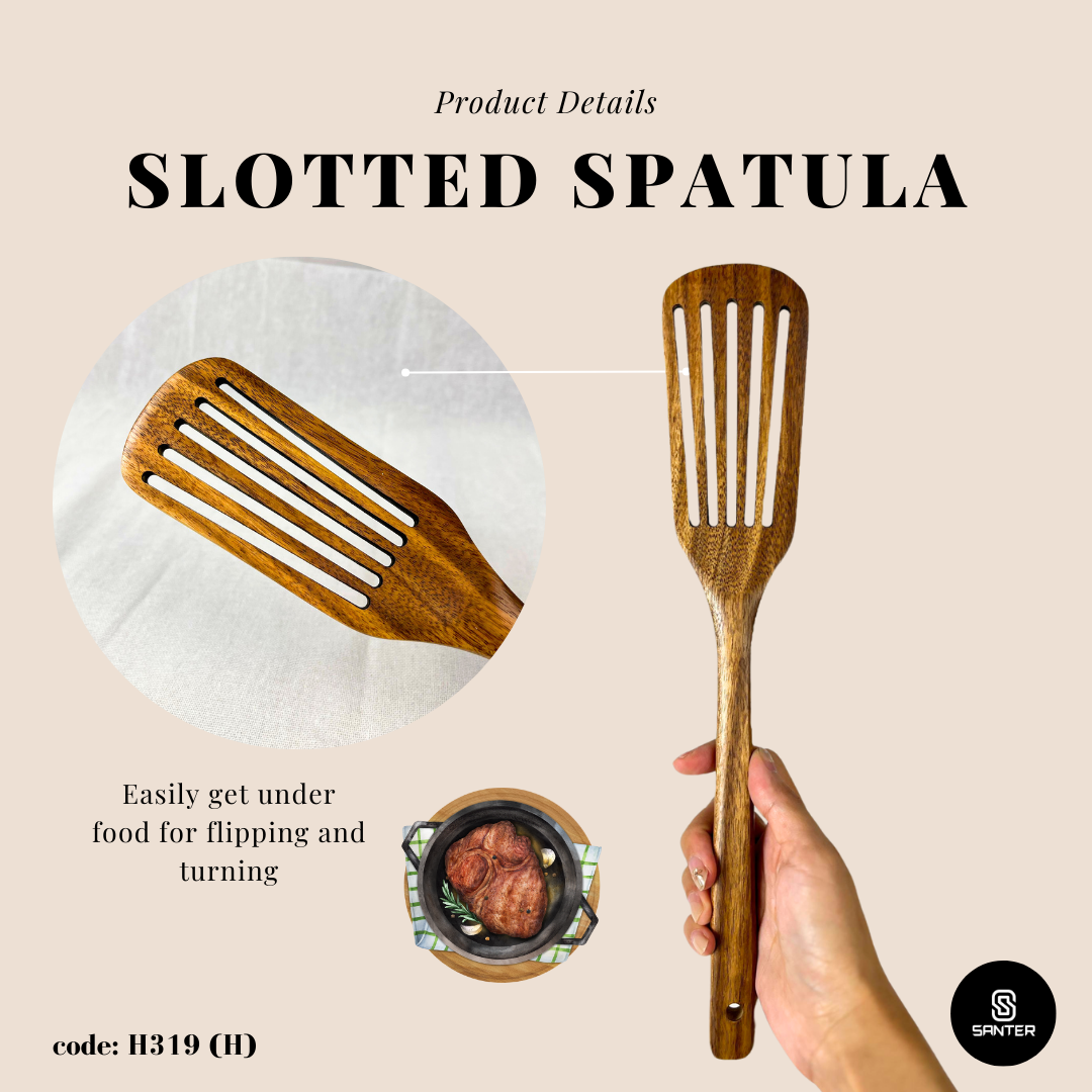 H319. Acacia Wood Wooden Kitchen Utensils / Rice Paddle / Frying Spatula / Wok Spatula / Soup Ladle / Salad Fork / Coffee Spoon / Stirring Spatula / Slotted Spatula