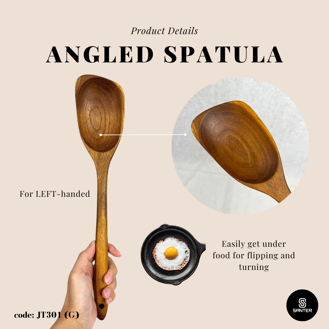 JT301. Teak Wood Wooden Kitchen Utensils / Rice Paddle / Frying Spatula / Wok Spatula / Soup Ladle / Angled Spatula / Slanted Spatula / Slotted Turner