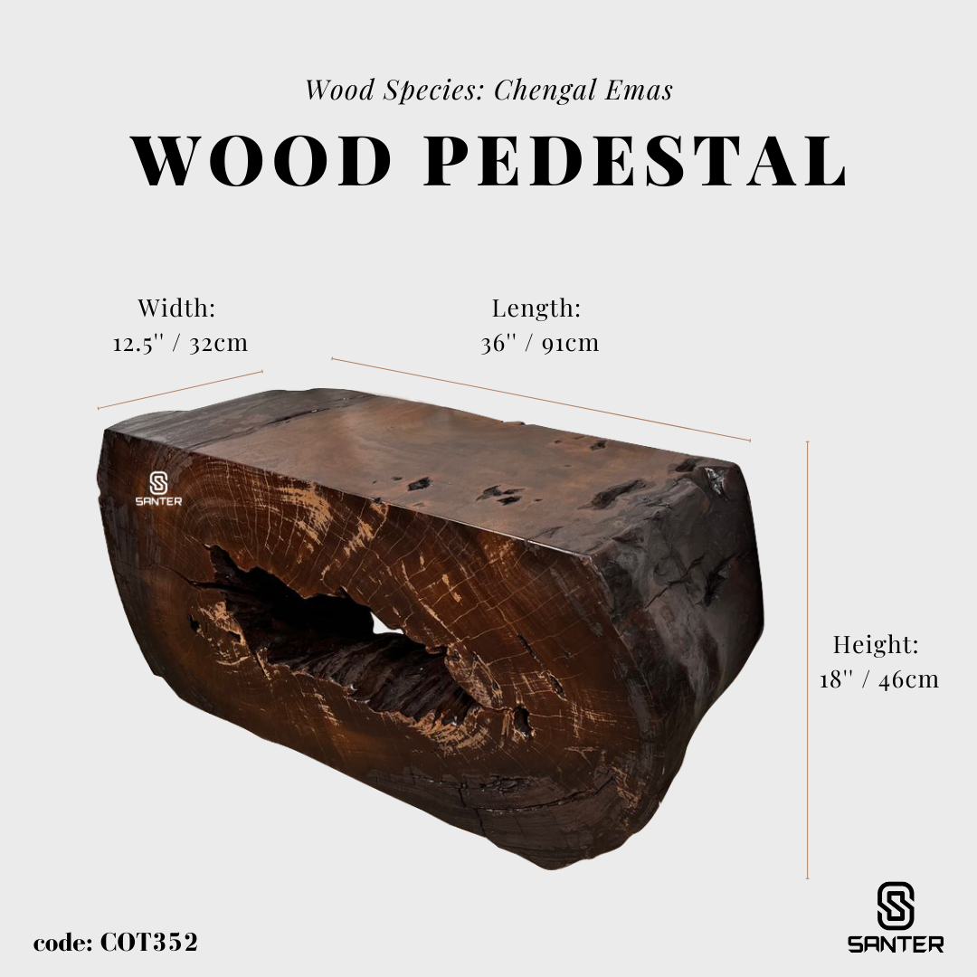 COT352. Chengal Emas Artistic Wood Pedestal/ Stump/ Bench/ Coffee Table