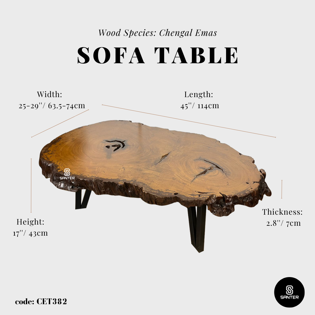 CET382. Chengal Emas Solid Wood Rustic Coffee Table
