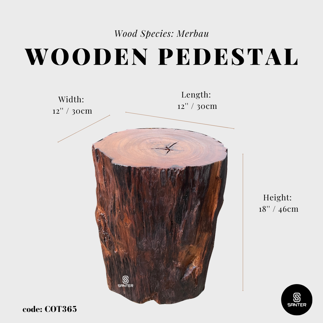 COT365. Merbau Artistic Wood Pedestal/ Stump/ Side Table/ Stool
