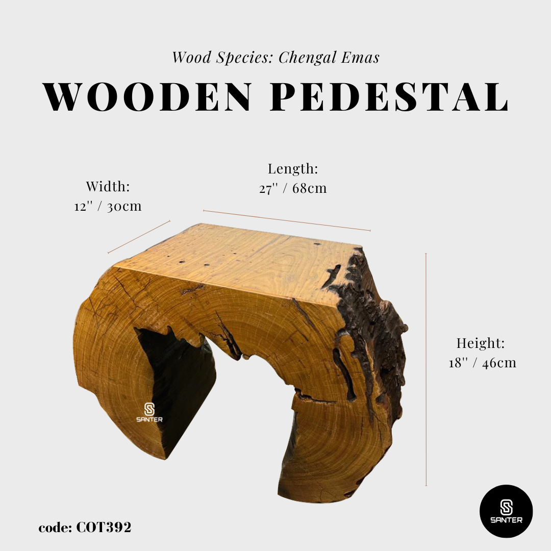 COT392. Chengal Emas Artistic Wood Pedestal/ Stump/ Side Table/ Stool