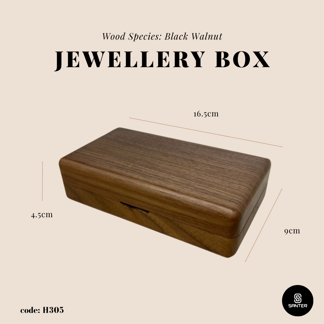 H305. Black Walnut Solid Wood Jewelry Storage Box