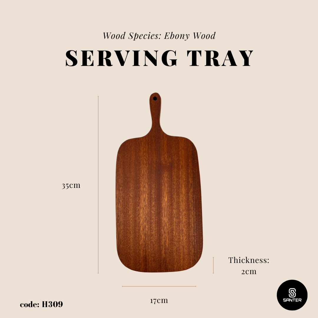 H309. Ebony Wood Serving Tray/ Serving Platter