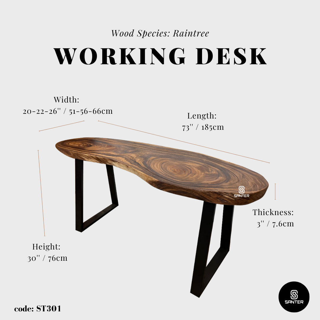 ST301. Raintree Solid Wood Office Table / Study Table