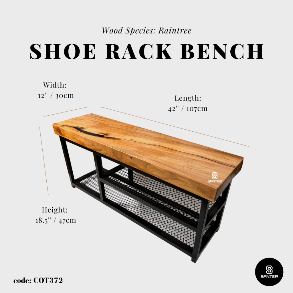 COT372. Raintree Solid Wood Shoes Rack Bench