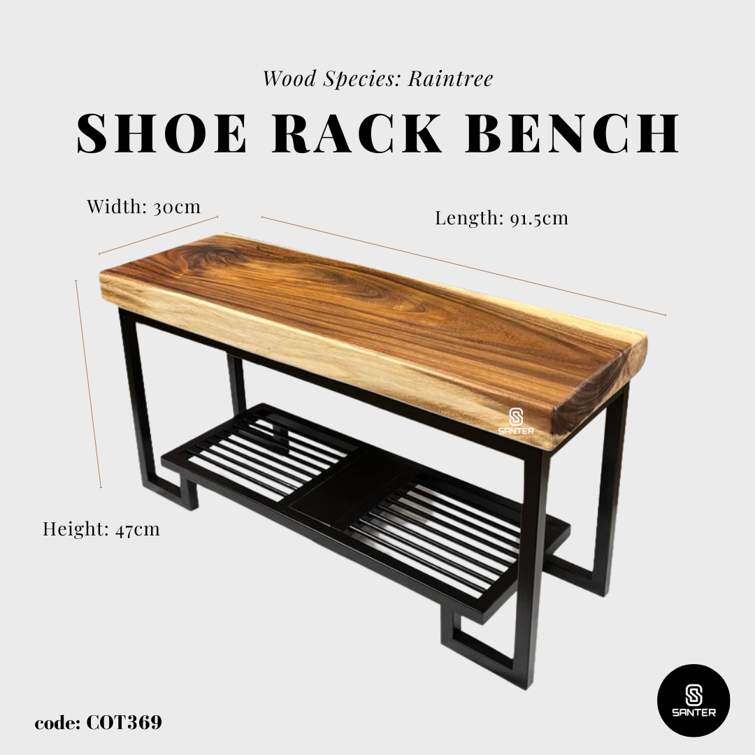 COT369. Raintree Solid Wood Shoe Rack Bench