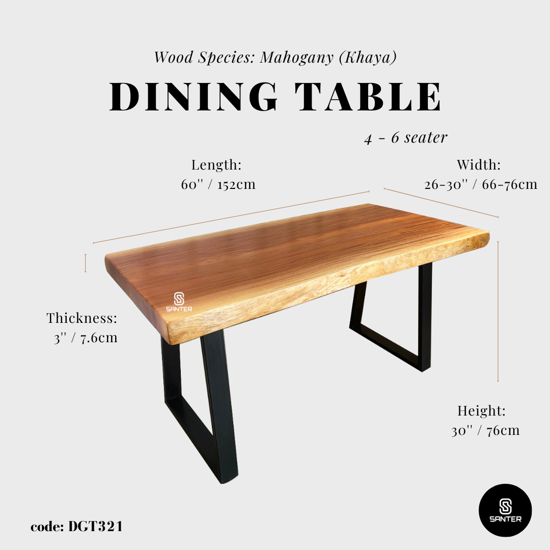 DGT321. Mahogany (Khaya) Solid Wood Dining Table/ Tea Table (4 to 6 seater)