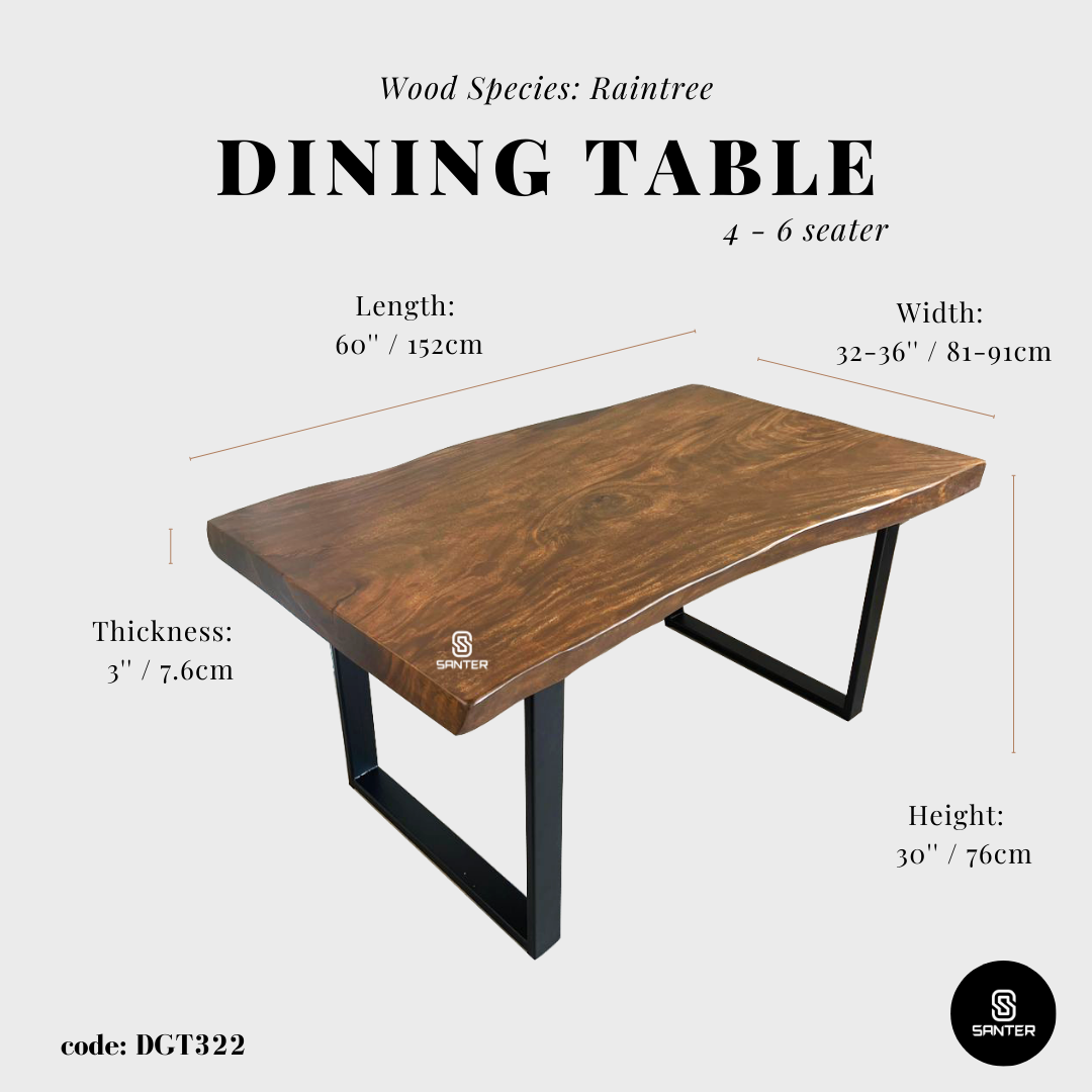 DGT322. Raintree Wood Dining Table/ Tea Table (6 seater)