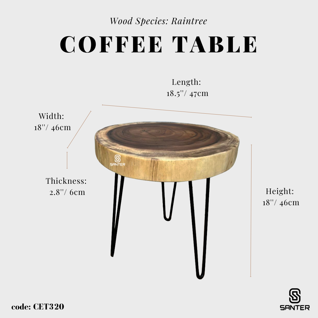 CET320. Raintree Solid Wood Coffee Table / Sofa Table / Side Table