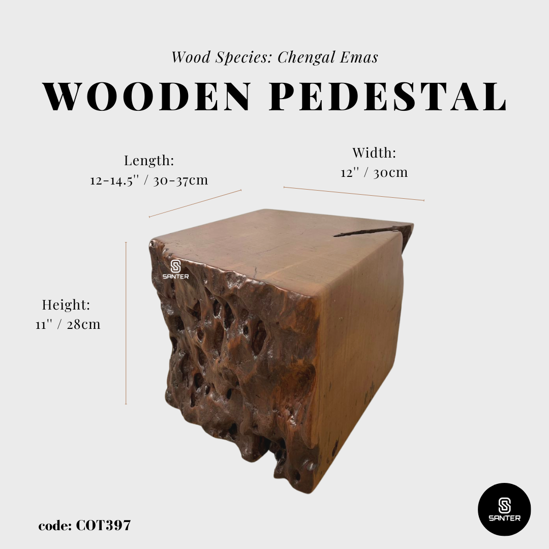 COT397. Chengal Emas Artistic Wood Pedestal/ Stump/ Small Stool