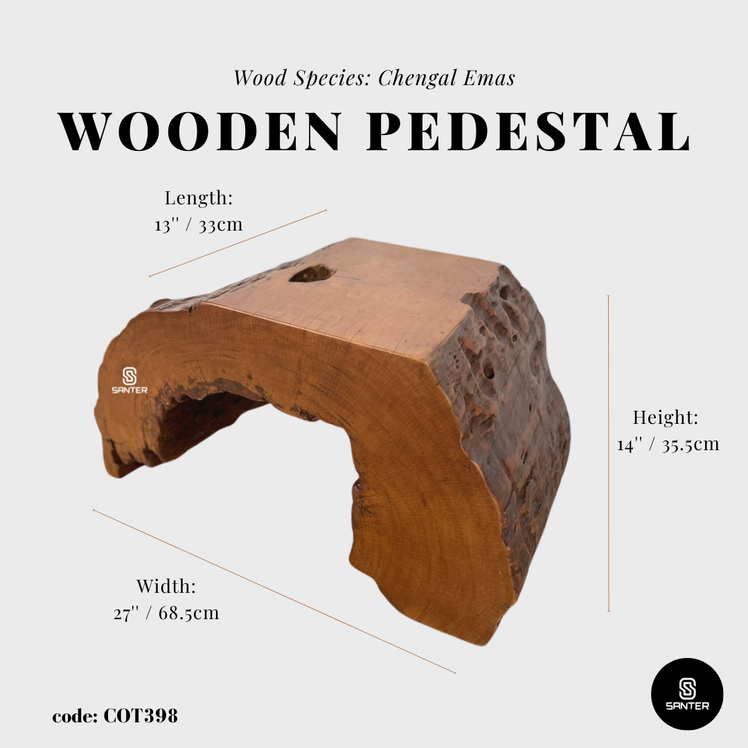 COT398. Chengal Emas Artistic Wood Pedestal/ Stump/ Side Table/ Stool