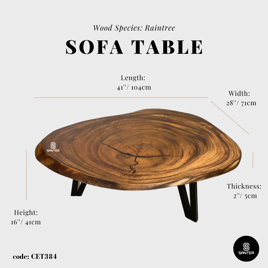 CET384. Raintree Solid Wood Coffee Table / Sofa Table
