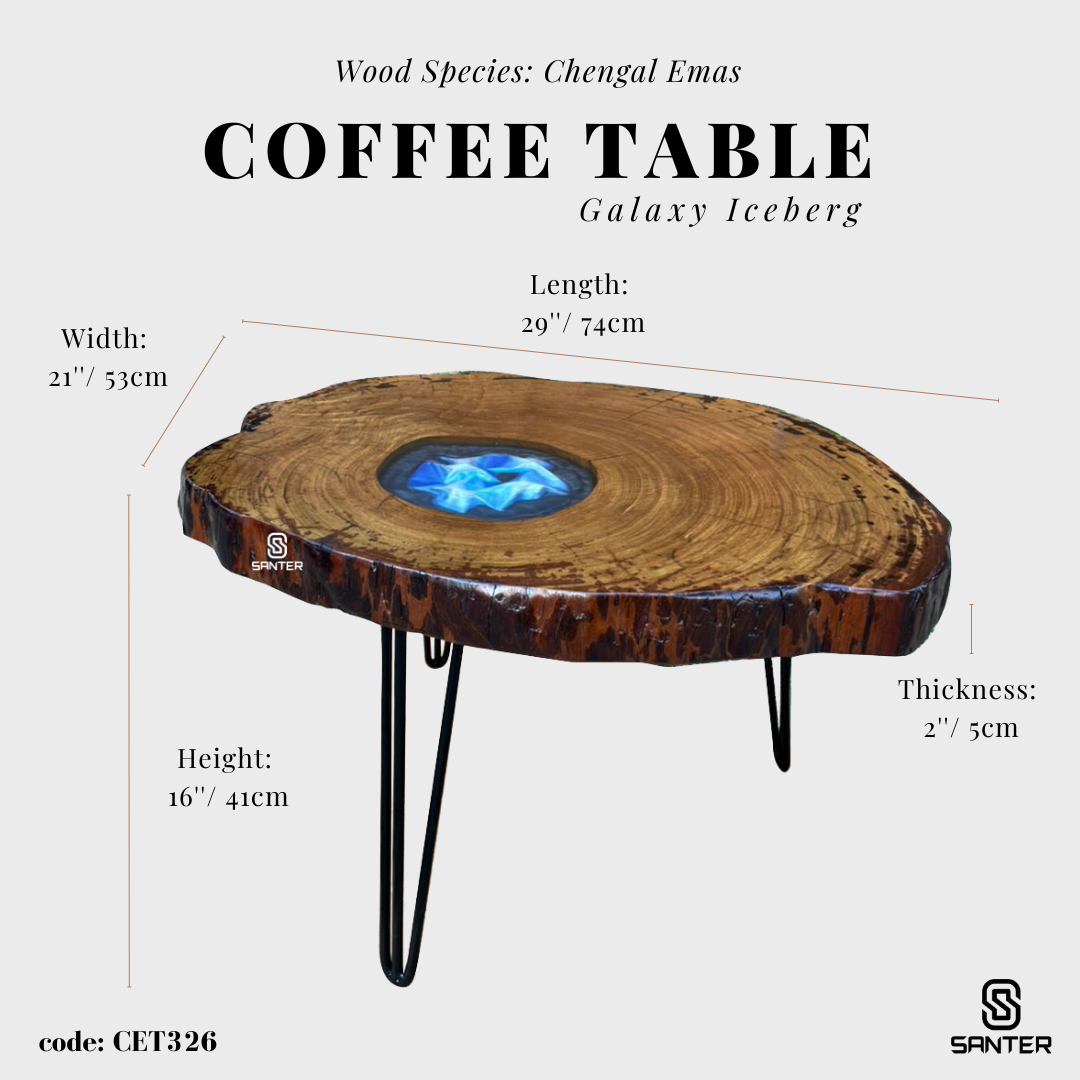CET326. Chengal Emas Solid Wood Coffee Table / Sofa Table (Galaxy Iceberg)