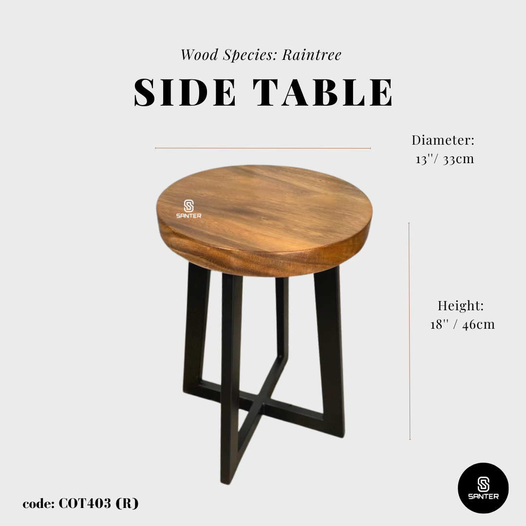 COT403. Chengal Emas or Raintree Solid Wood Round Stool / Chair / Side Table / Coffee Table