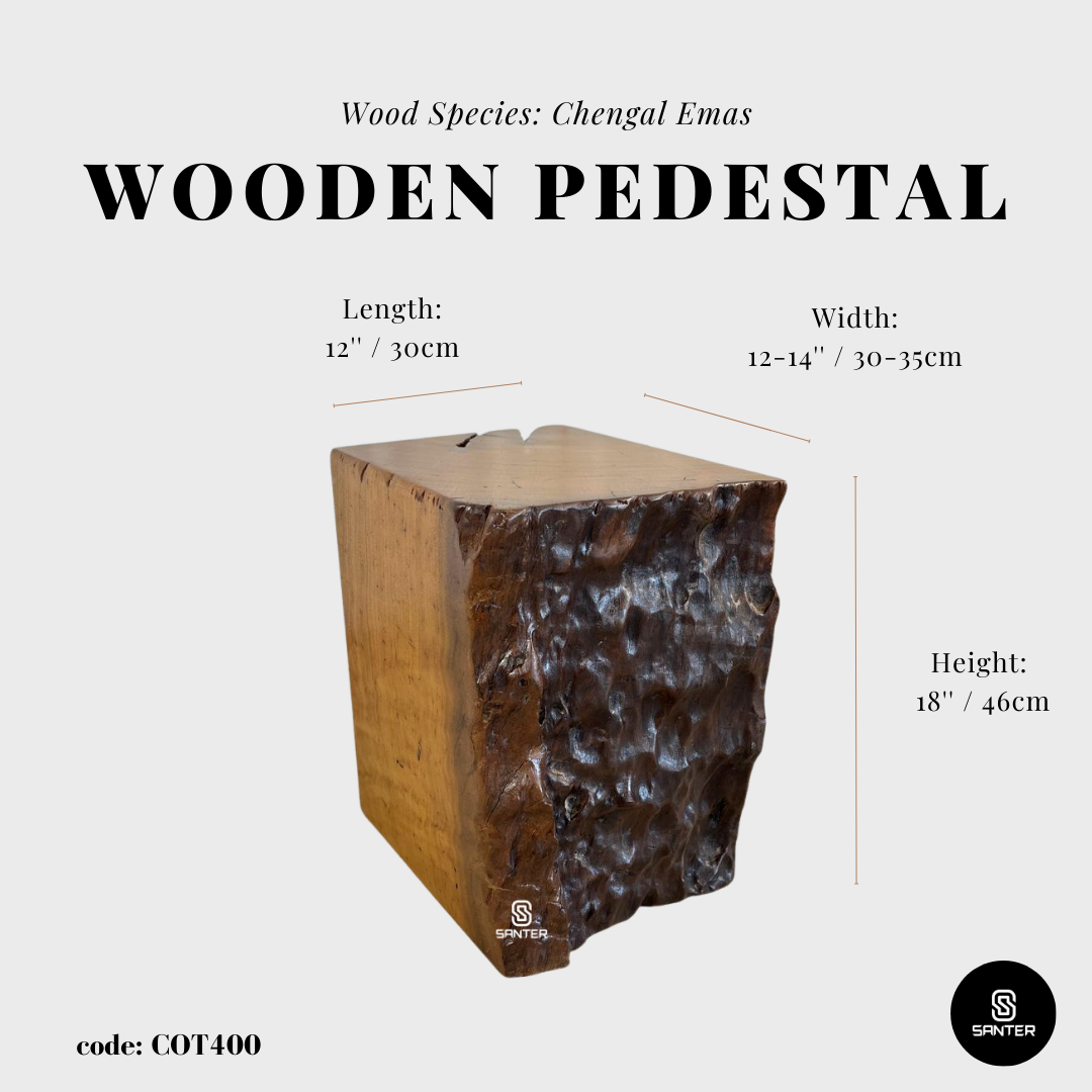 COT400. Chengal Emas Artistic Wood Pedestal/ Stump/ Side Table/ Stool