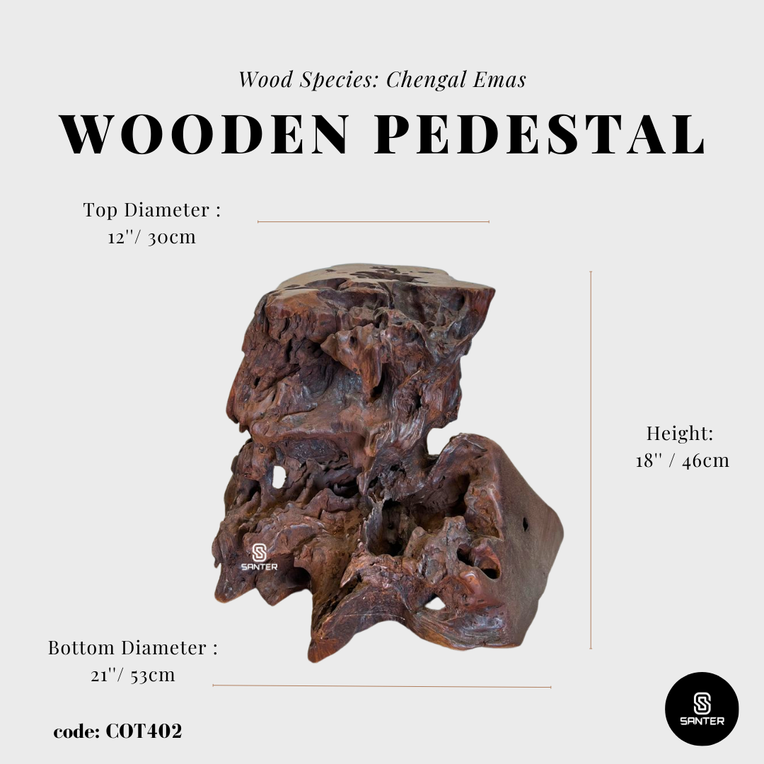 COT402. Chengal Emas Artistic Wood Pedestal/ Stump/ Side Table/ Stool