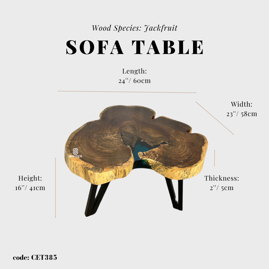 CET385. Jackfruit Solid Wood Coffee Table/ Side Table (Topaz Blue)