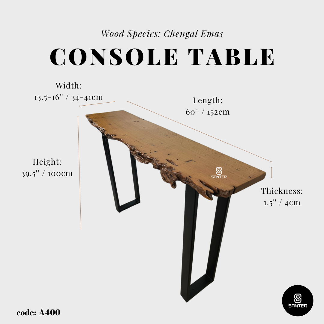 A400. Chengal Emas Solid Wood Bar Table / Console Table