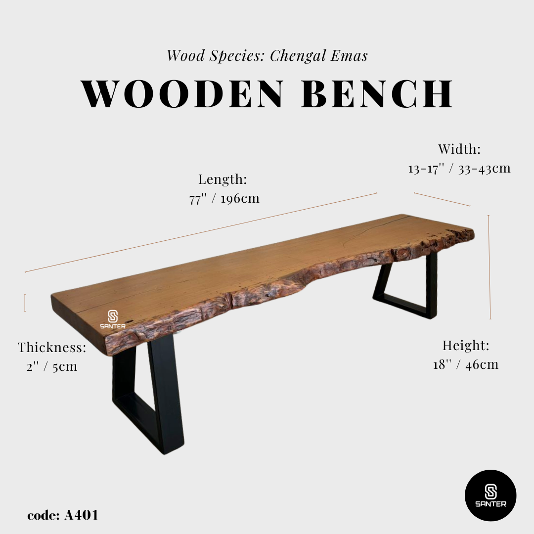 A401. Chengal Emas Solid Wood TV Console Table / Wooden Bench