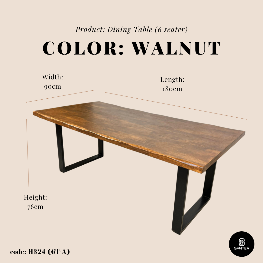 H324. Solid Rubber Wood Dining Table / Dining Bench / Dining Table Set (6 seater)
