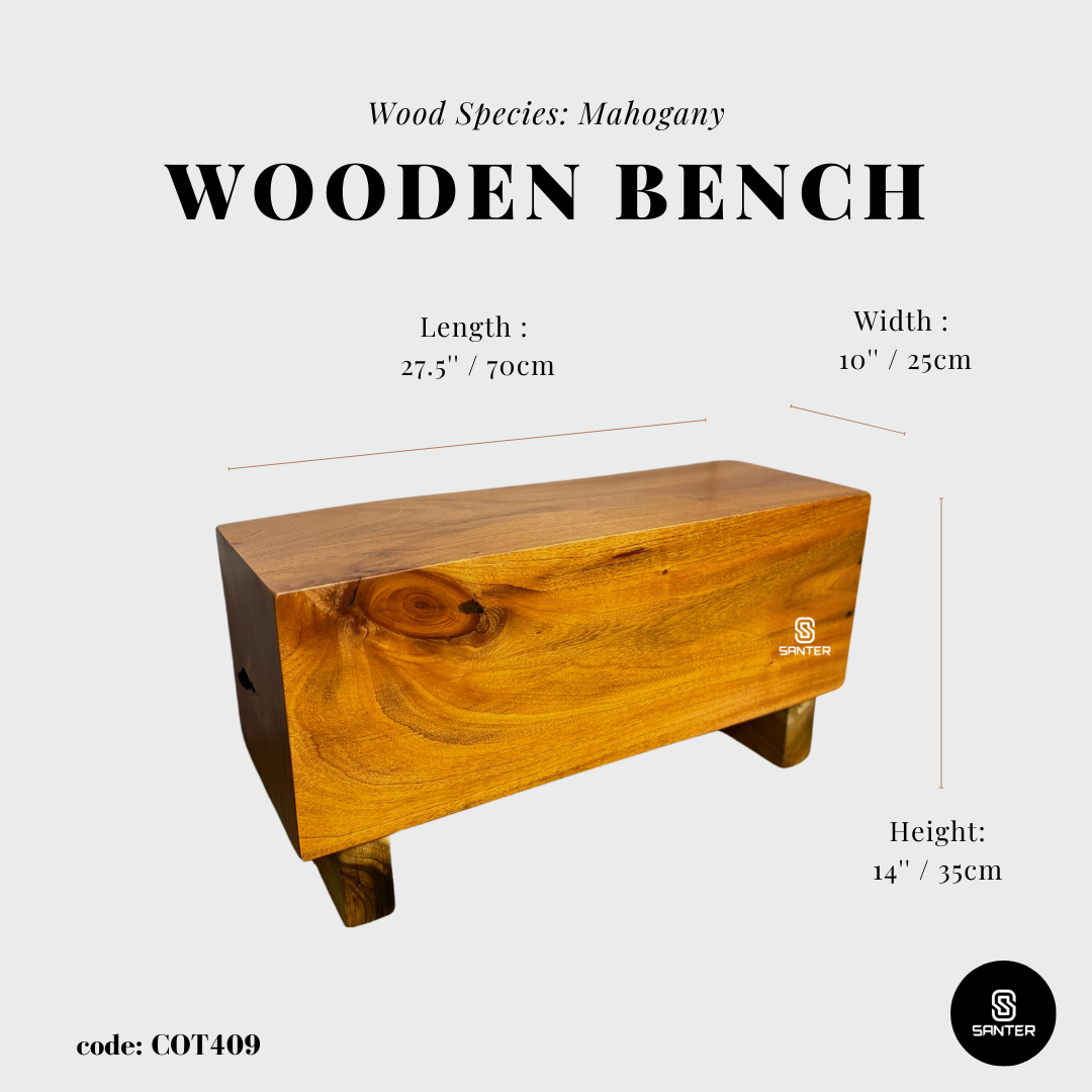 COT409. Mahogany Solid Wood Beam Bench / Artistic Stump / Rustic Bench / Wooden Block Bench