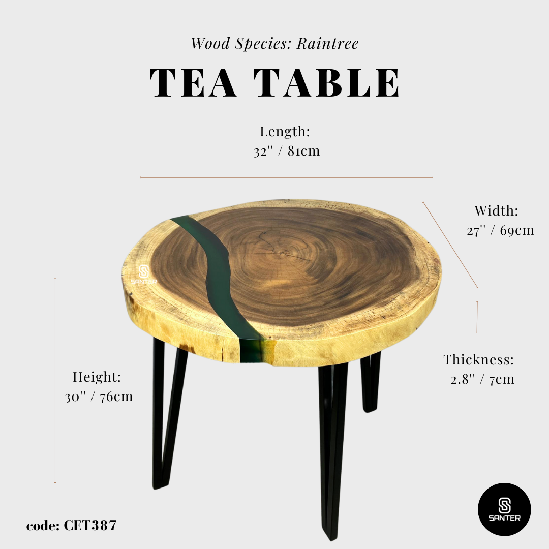 CET387. Raintree Solid Wood Tea Table / Coffee Table (Emerald Green)