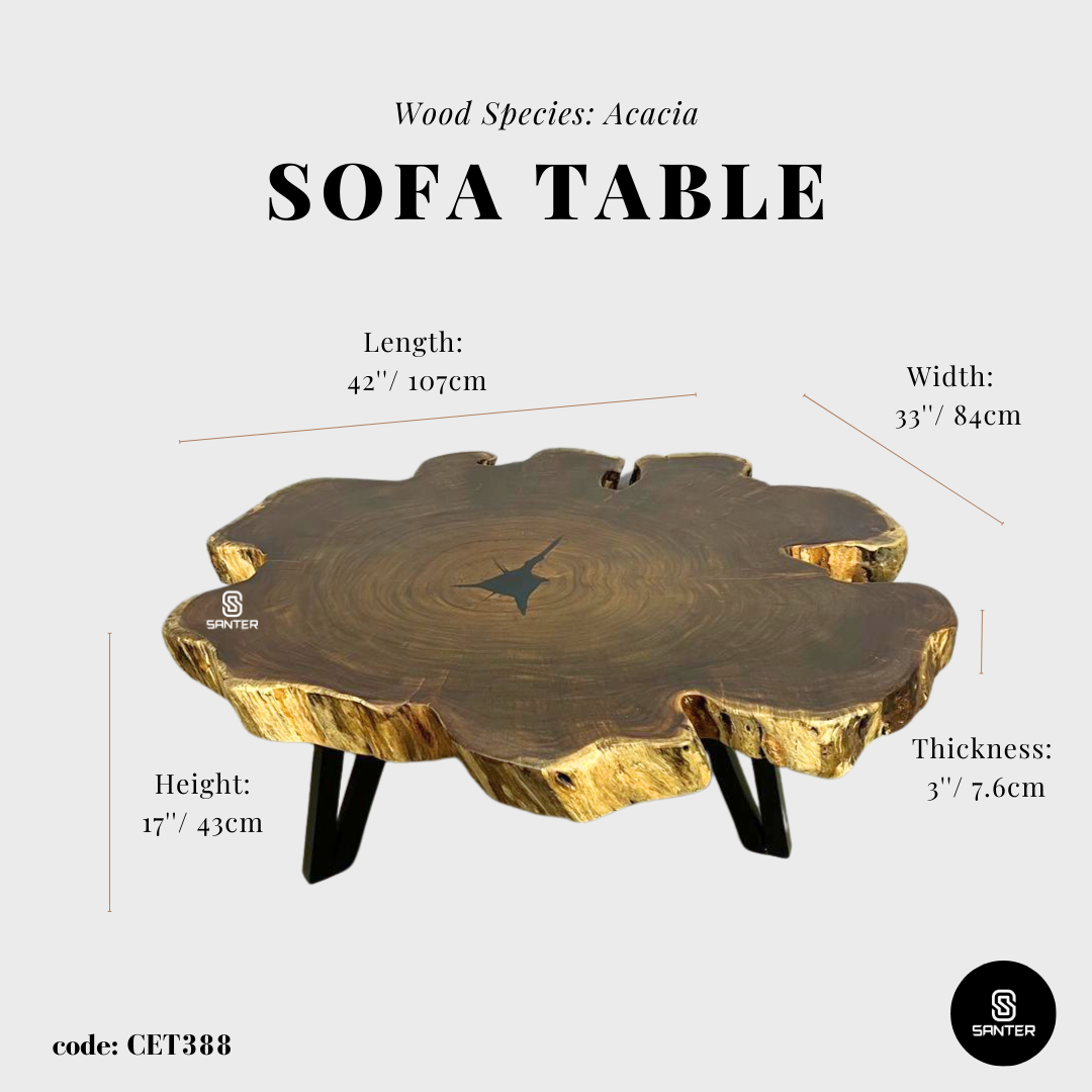 CET388. Acacia Solid Wood Coffee Table (Emerald Green)