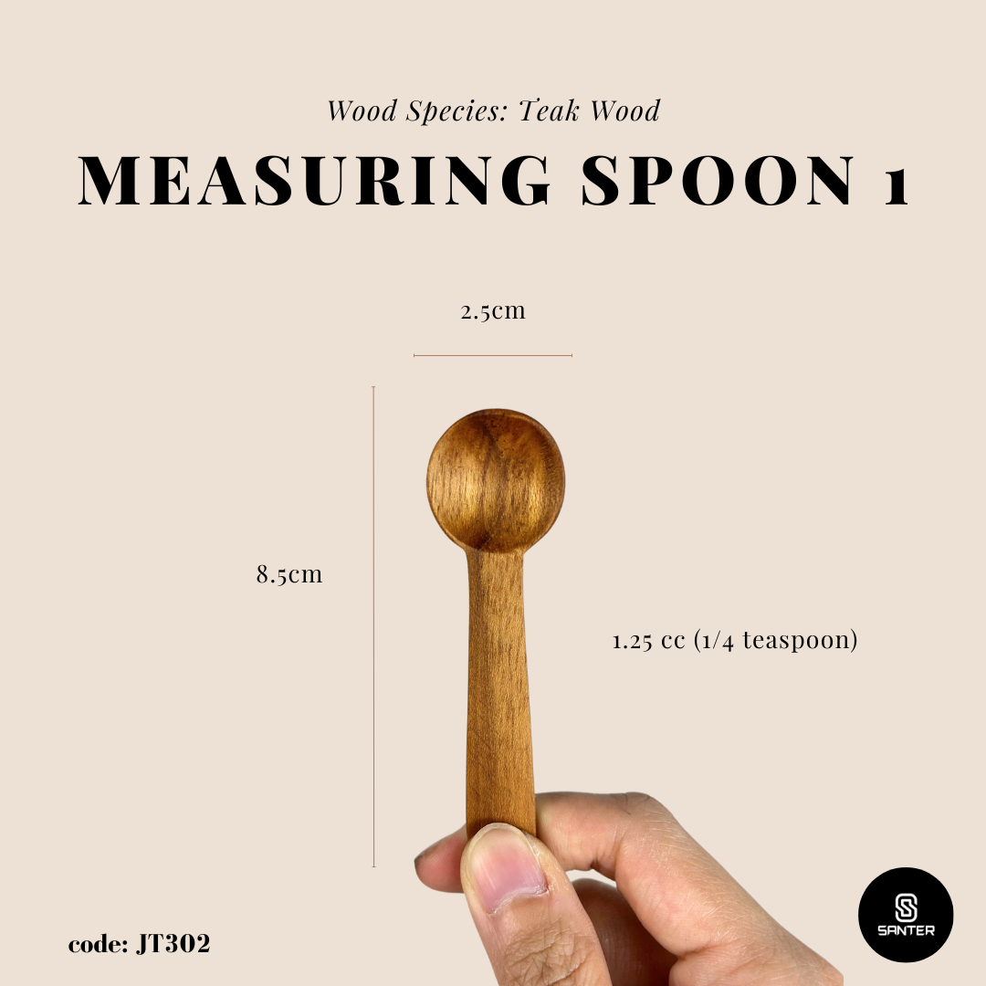 JT302. Teak Wood Wooden Measurings Spoon Set