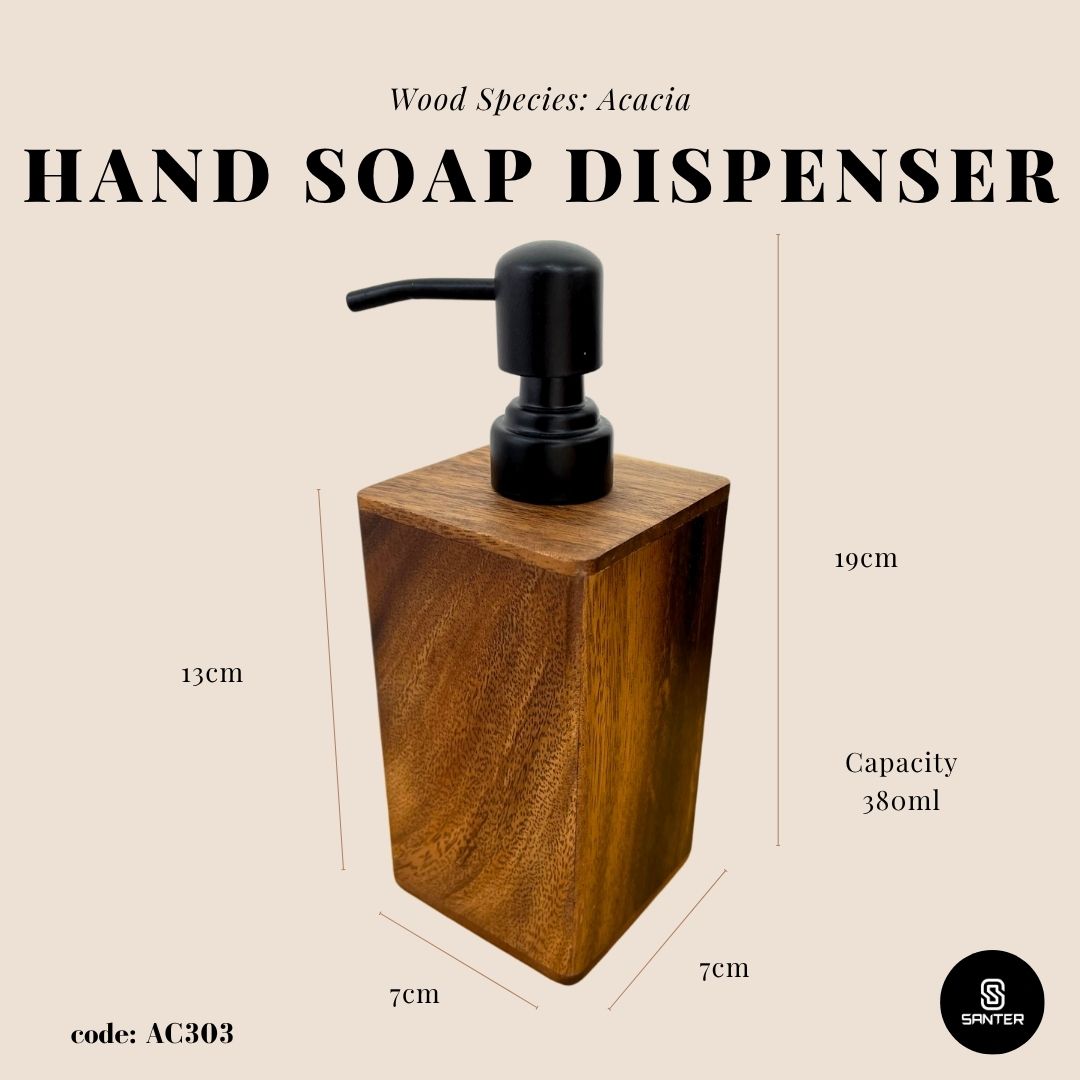AC303. Acacia Wood Wooden Hand Soap Dispenser/ Liquid Soap Dispenser/ Lotion Dispenser