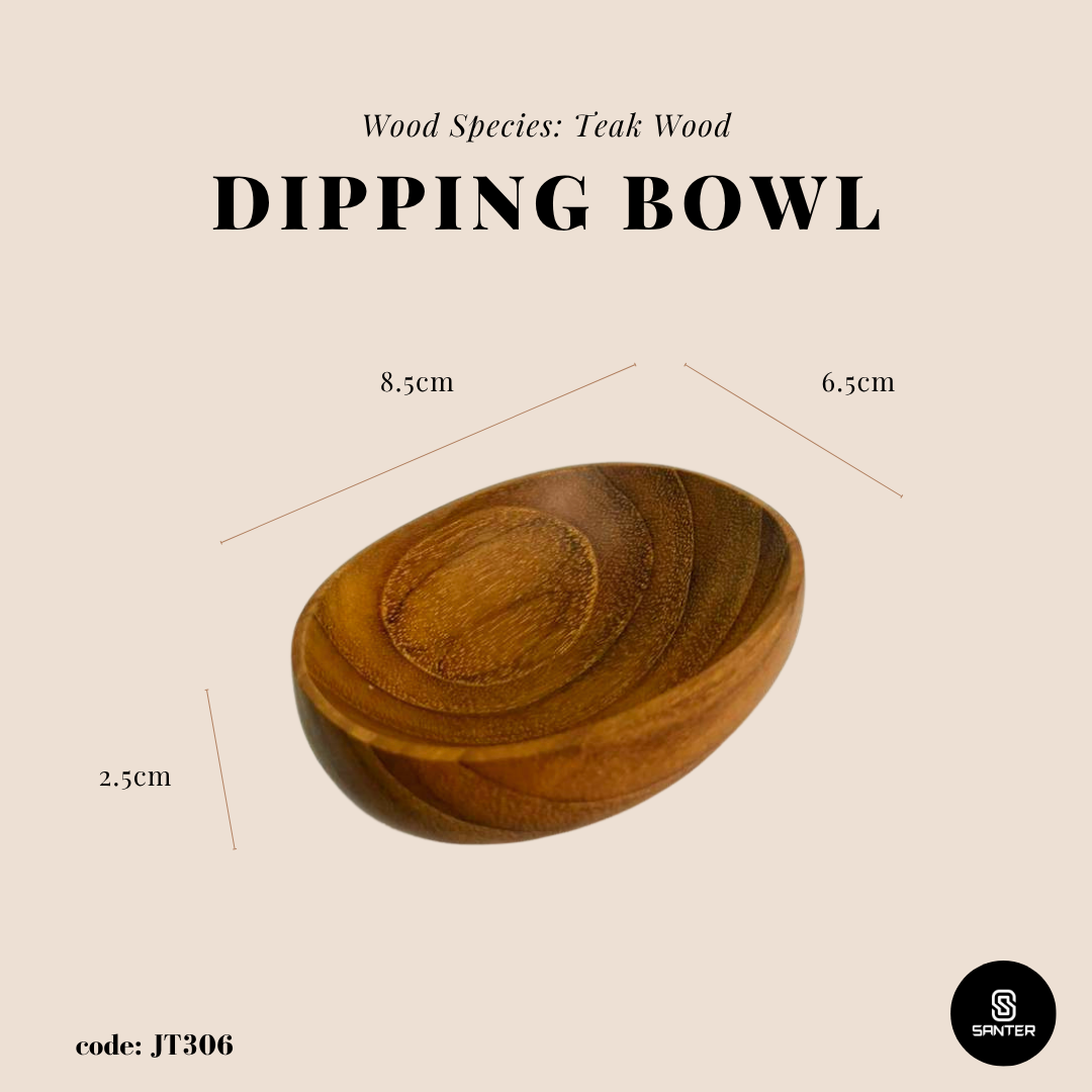JT306. Teak Wood Wooden Sauce Bowl/ Dipping Bowl/ Pinch Bowl/ Wooden Small Bowl