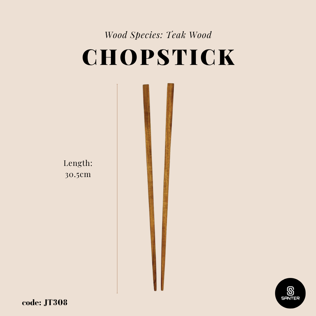 JT308. Teak Wood Chopstick / Wooden Chopstick / Noodle Chopstick