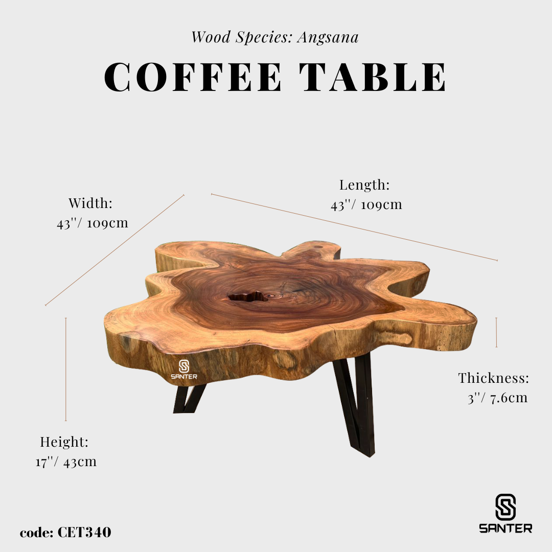 CET340. Angsana Solid Wood Coffee Table