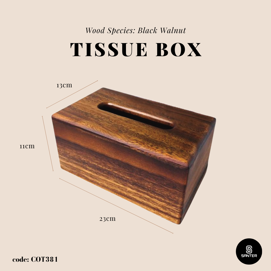 COT381. Black Walnut Solid Wood Tissue Paper Box