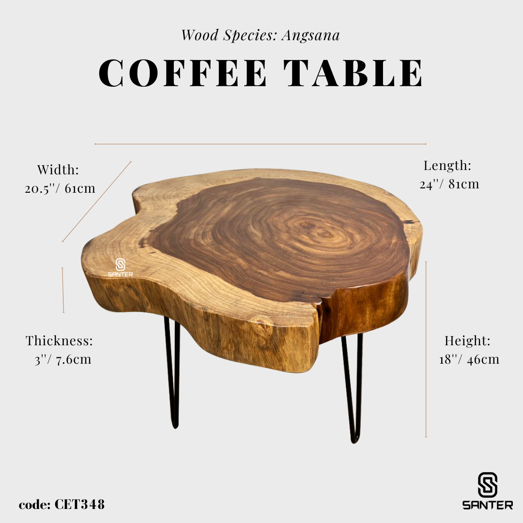 CET348. Angsana Solid Wood Coffee Table