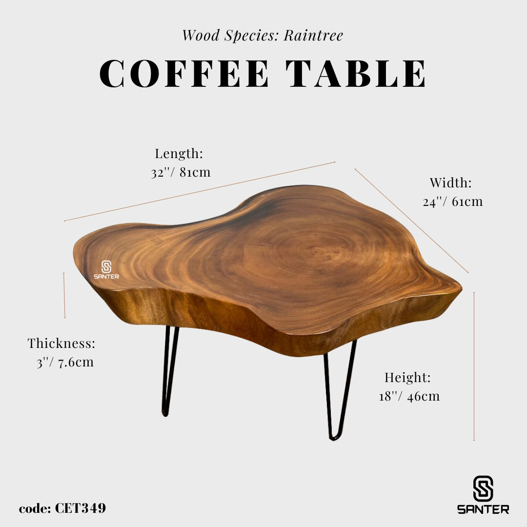 CET349. Raintree Solid Wood Coffee Table/ Side Table