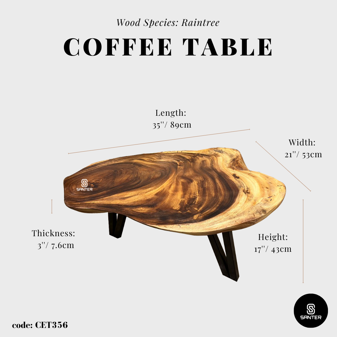 CET356. Raintree Solid Wood Coffee Table / Sofa Table