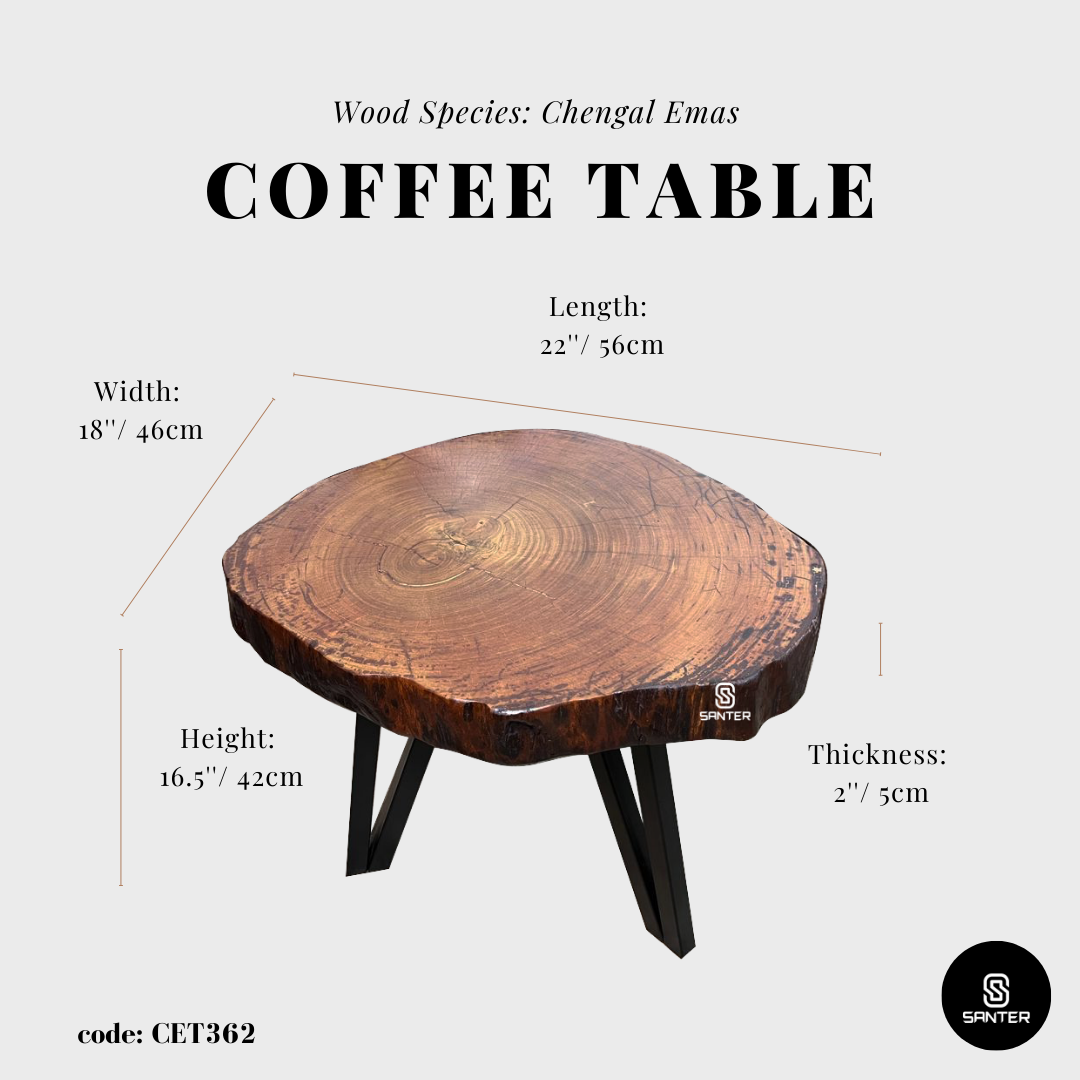 CET362. Chengal Emas Solid Wood Coffee Table/ Sofa Table