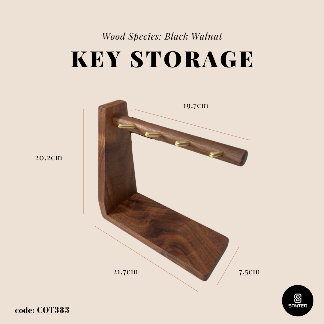 COT383. Black Walnut Solid Wood Key Holder/ Decoration Storage Tray