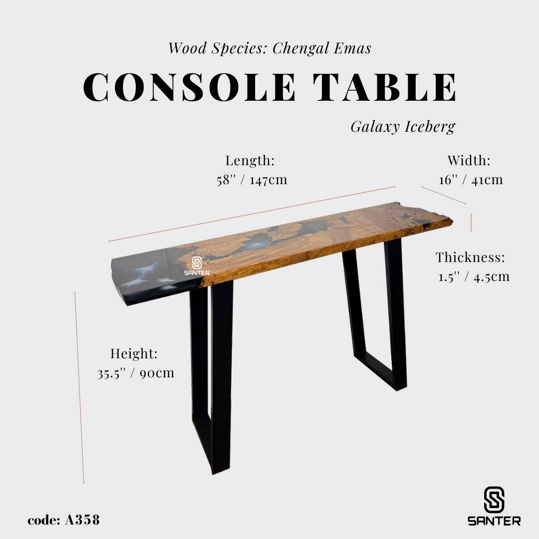 A358. Chengal Emas Solid Wood Console Table (Galaxy Iceberg)