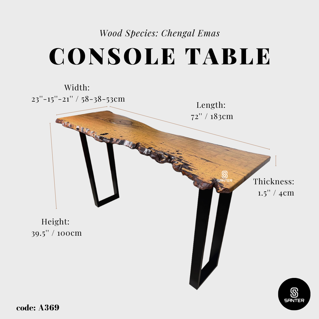 A369. Chengal Emas Solid Wood Rustic Bar Table / Console Table