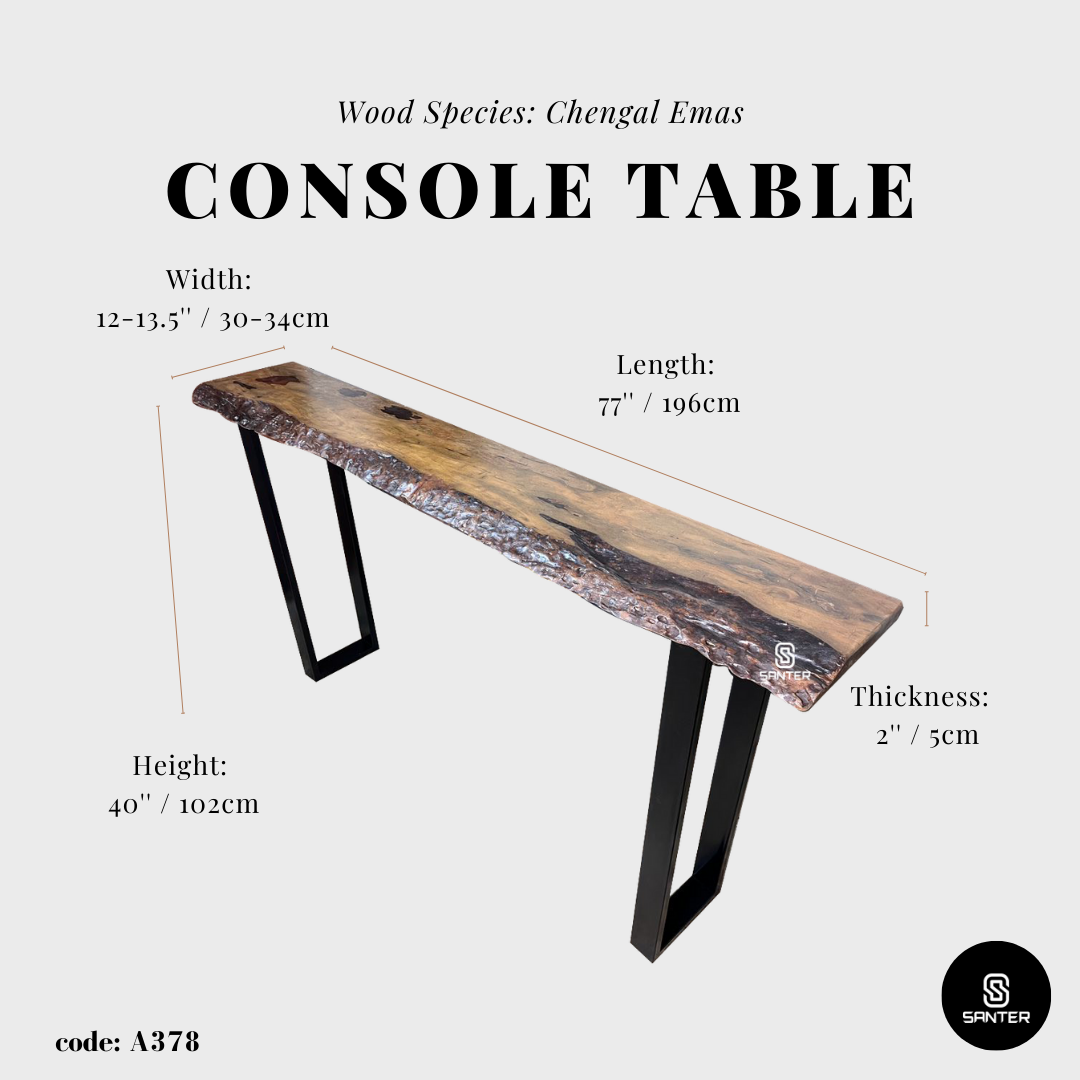 A378. Chengal Emas Solid Wood Bar Table / Console Table