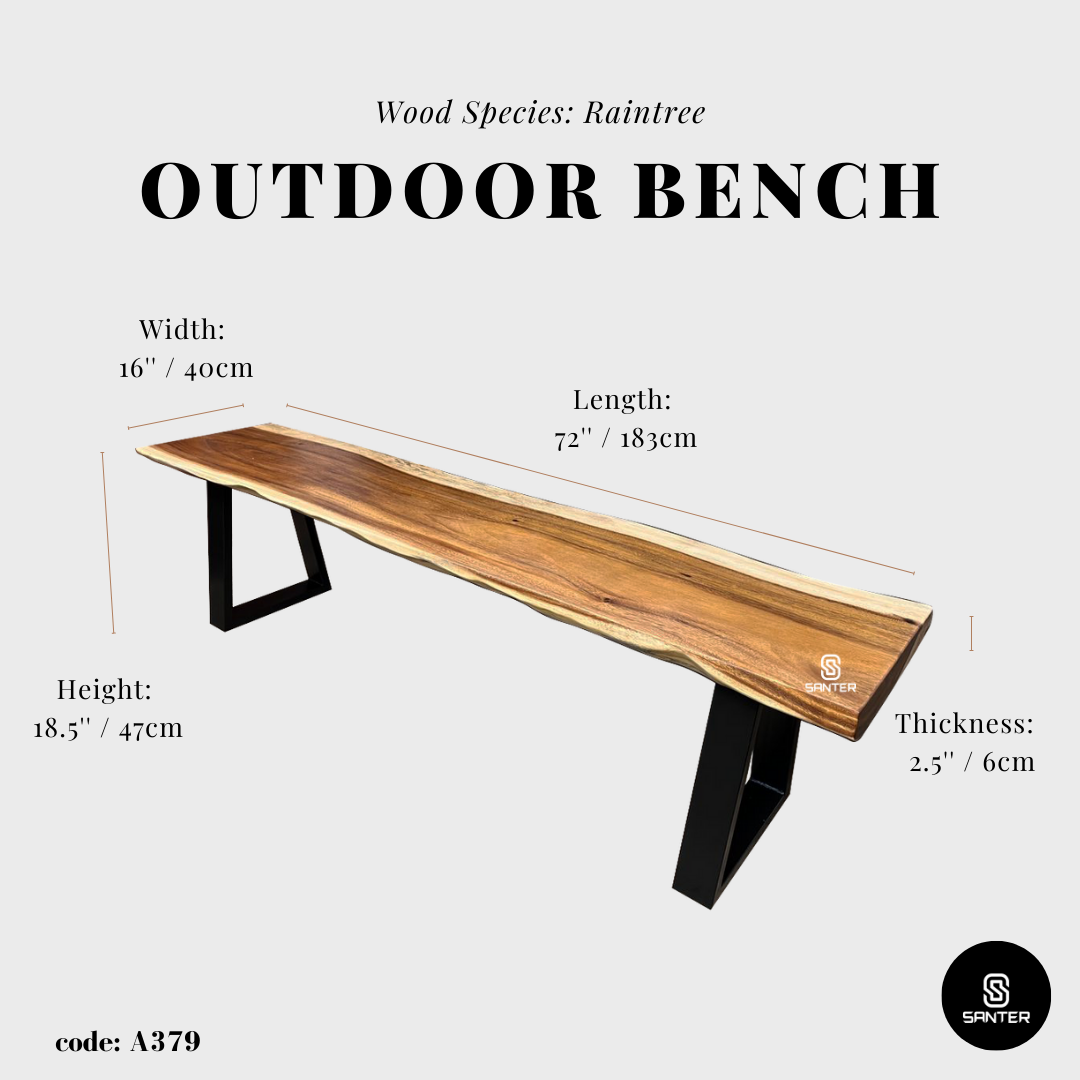 A379. Raintree Solid Wood Bench / TV Console / Shoe Bench