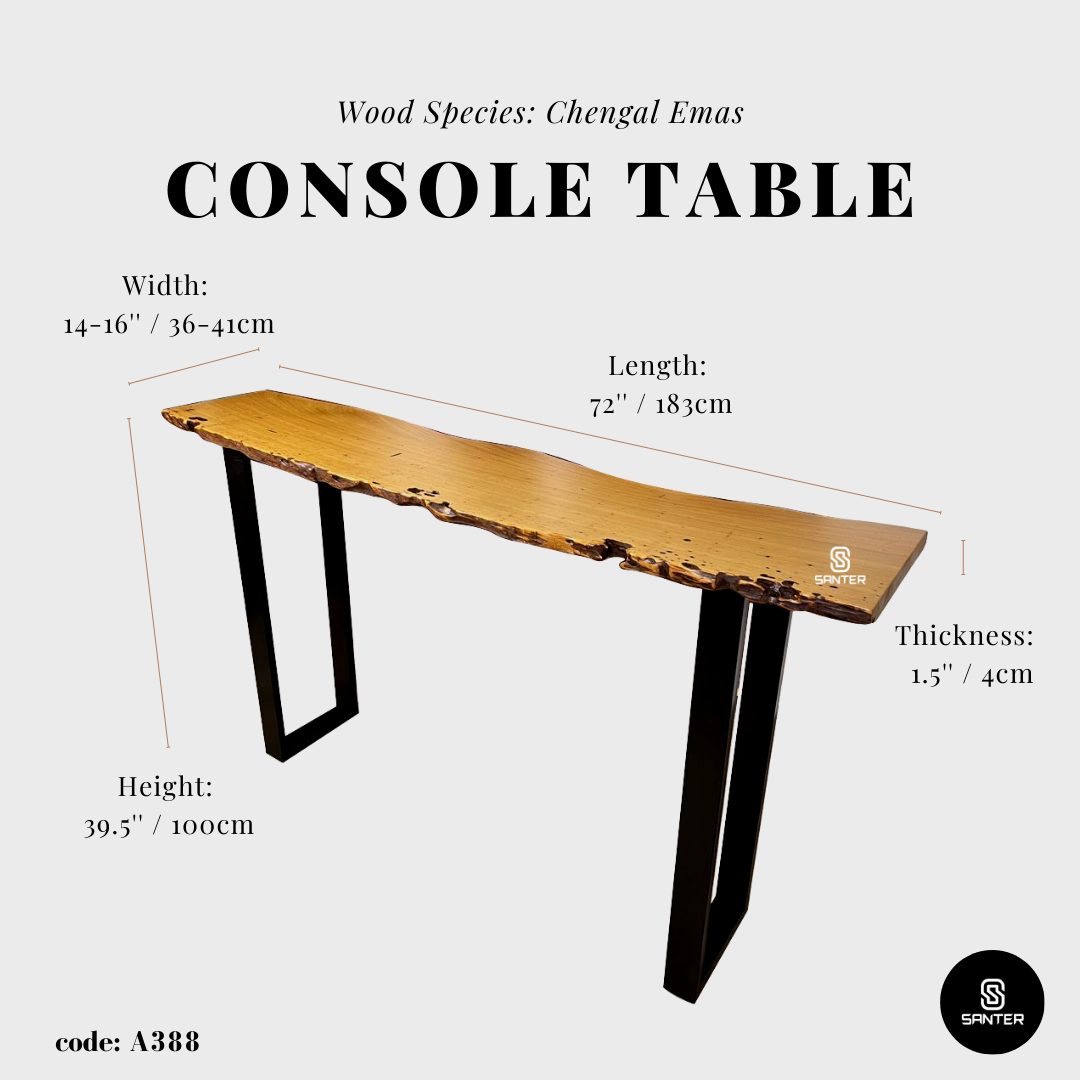 A388. Chengal Emas Solid Wood Rustic Bar Table / Console Table
