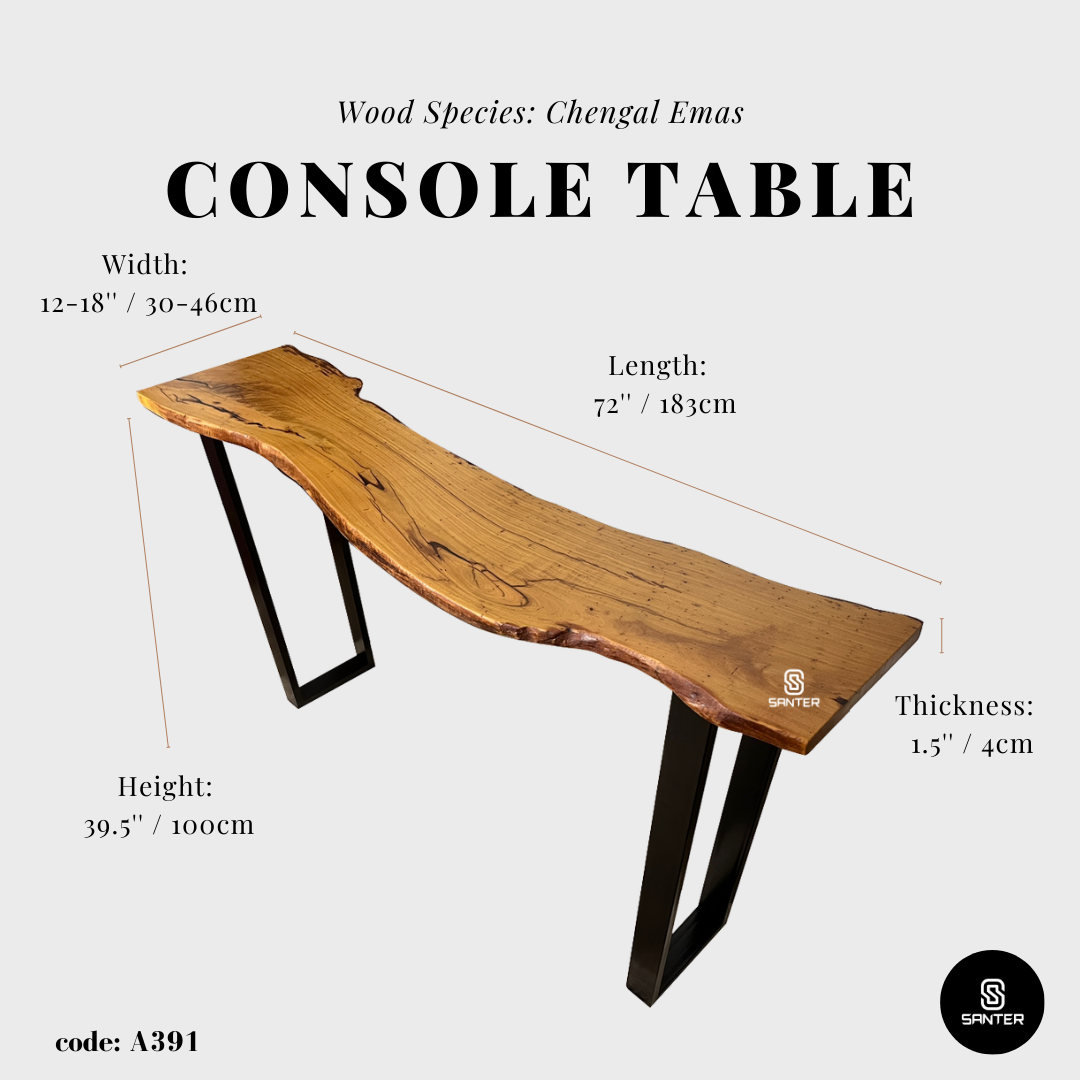 A391. Chengal Emas Solid Wood Rustic Bar Table / Console Table