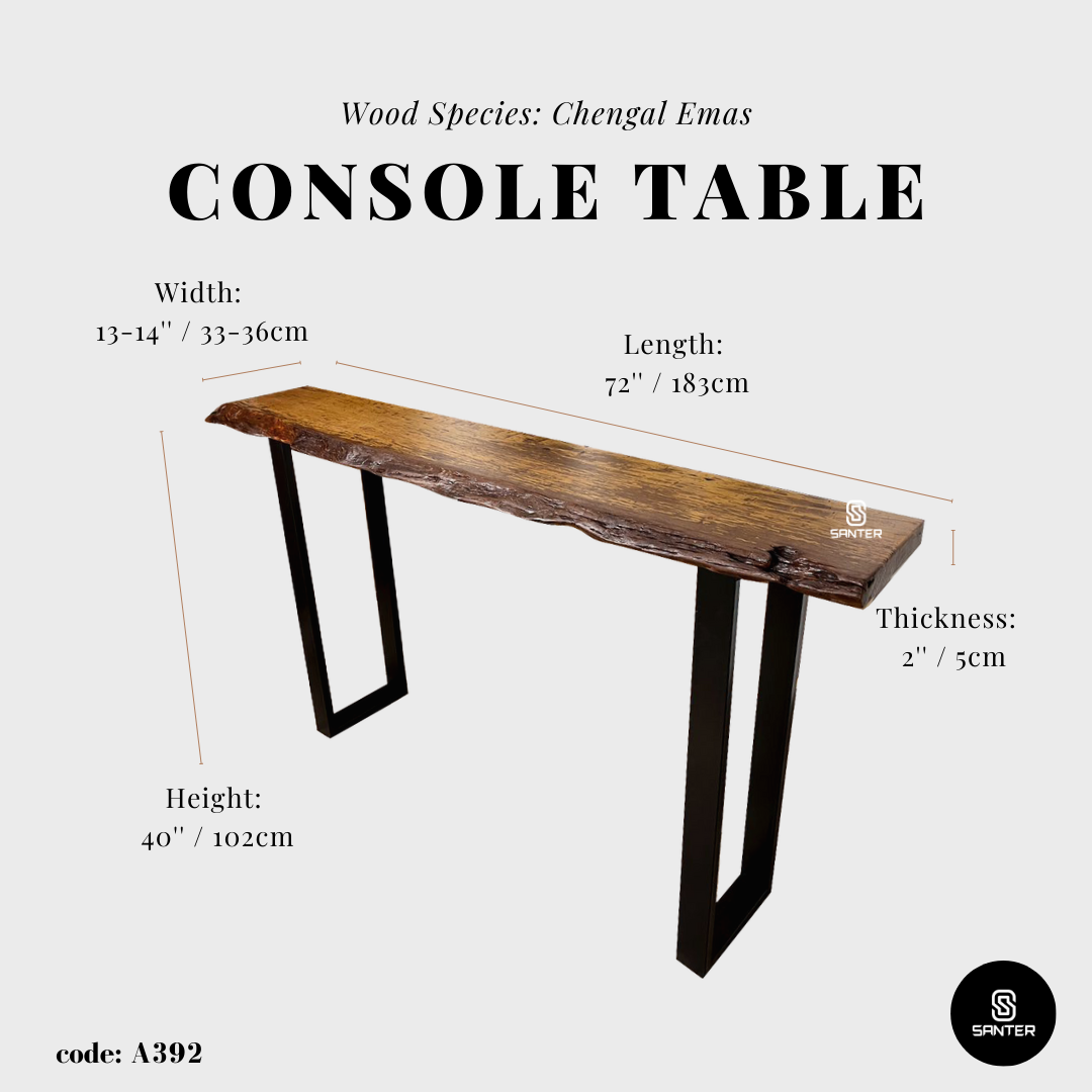 A392. Chengal Emas Solid Wood Rustic Bar Table / Console Table