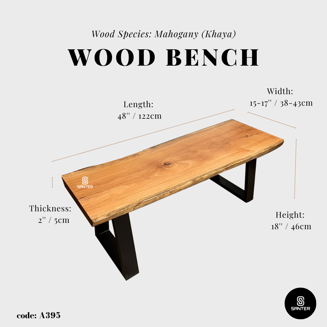 A395. Mahogany (Khaya) Solid Wood Wooden Bench
