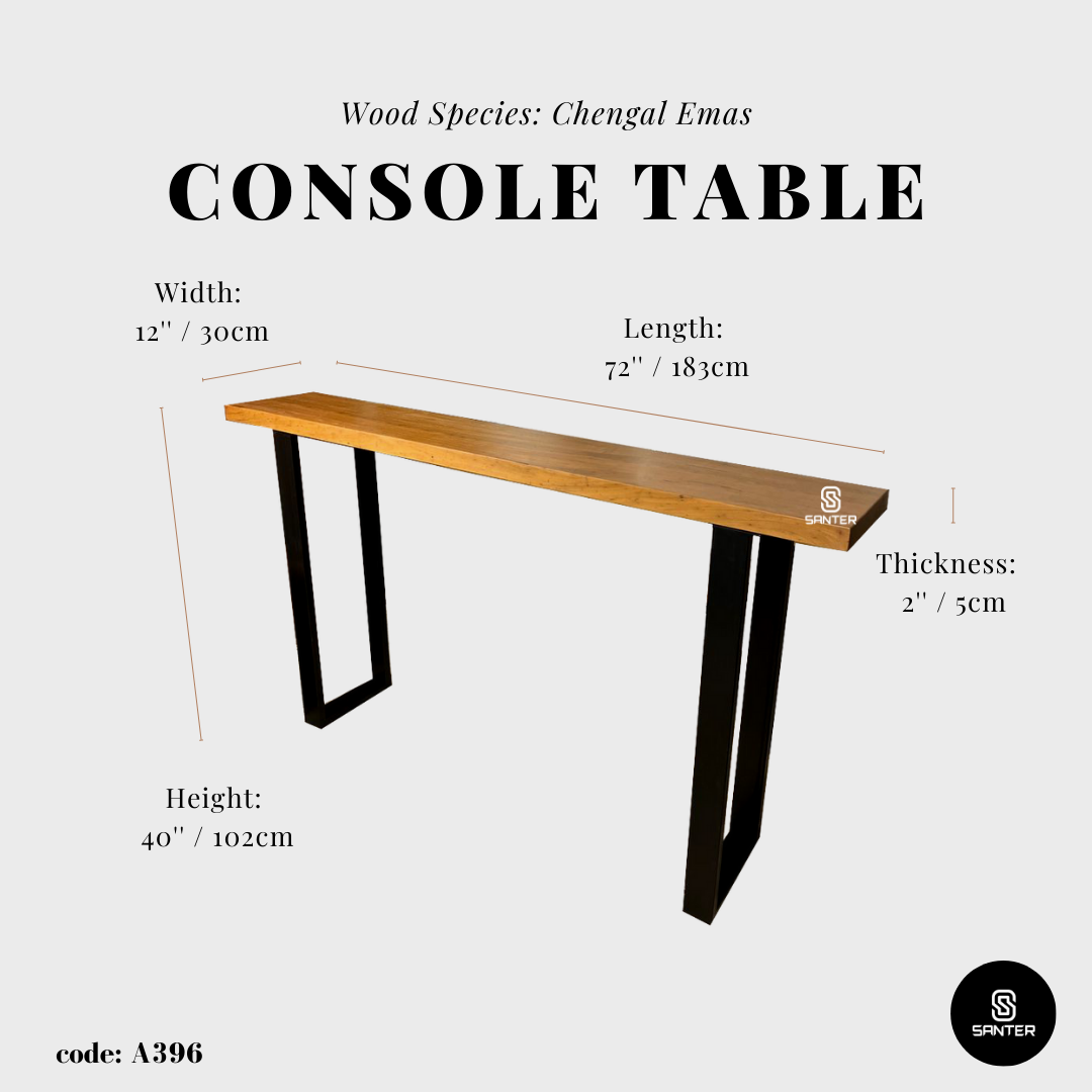 A396. Chengal Emas Solid Wood Bar Table / Console Table