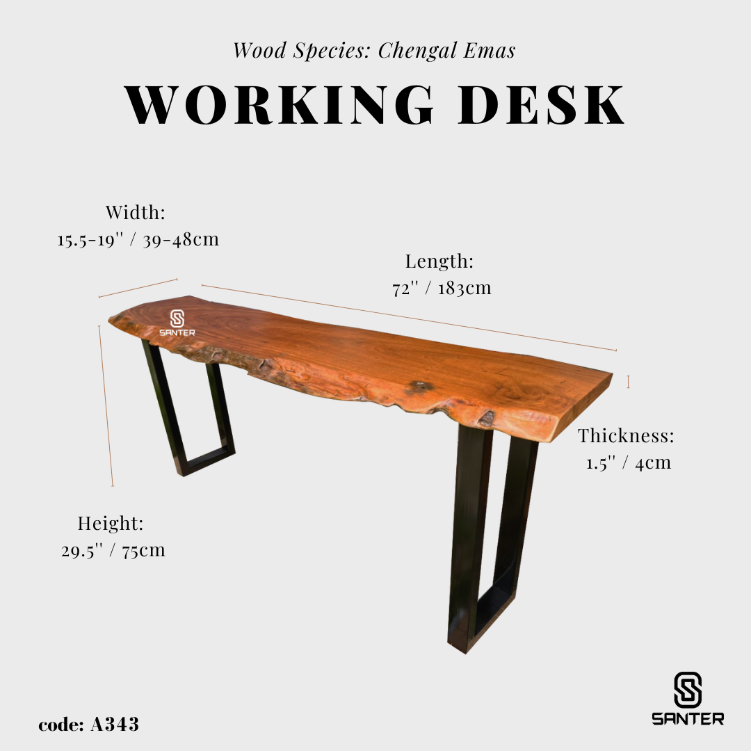 A343. Chengal Emas Solid Wood Study Table / Bar Table / Console Table